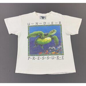 Rare Vintage 90s Humanitees Turtle Turquoise Sea Nature Earth Art Under Pressure